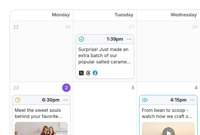 PostFlow calendar view for content planning